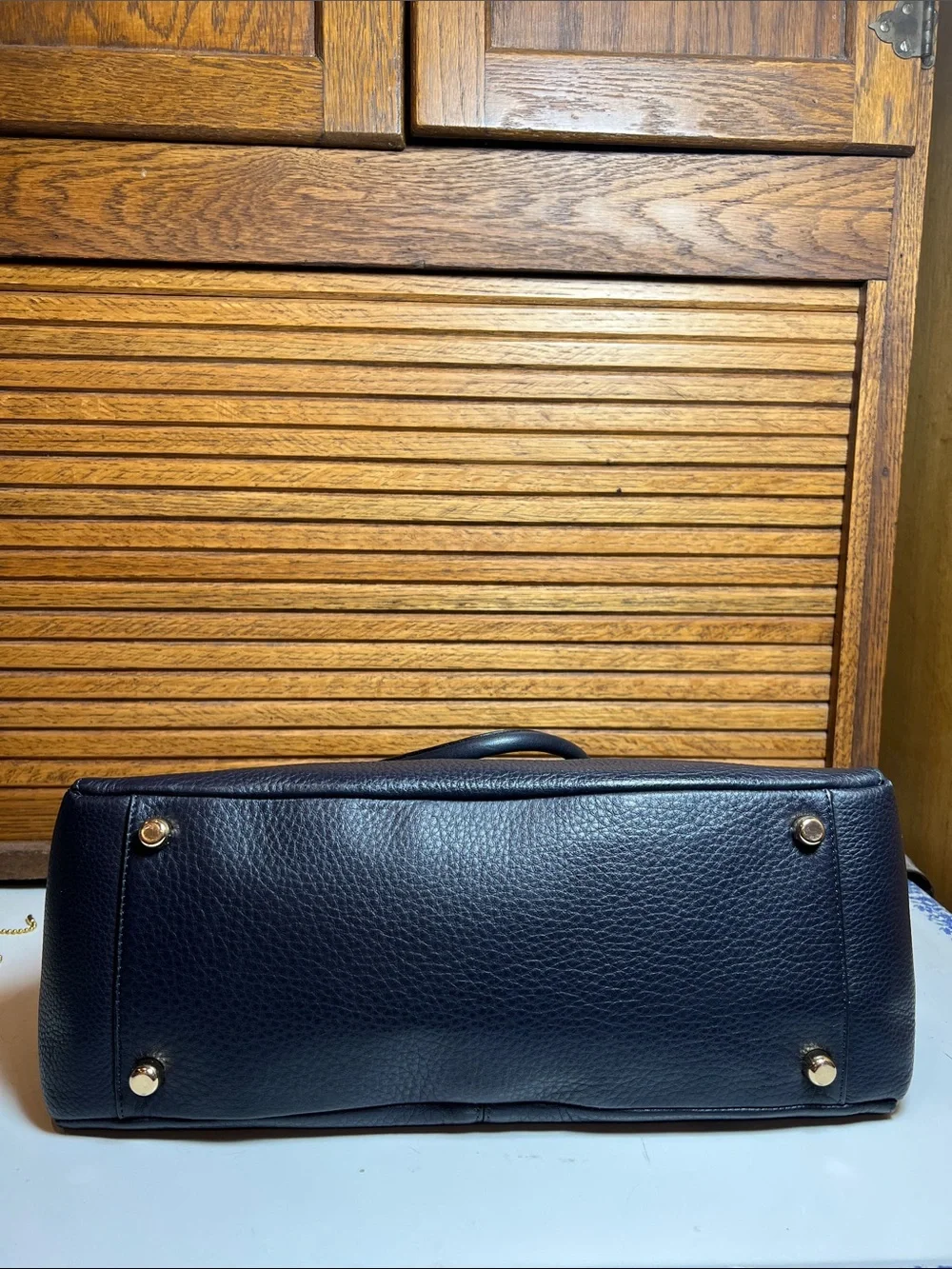 Coach Morgan satchel bag in midnight navy pebble grain leather